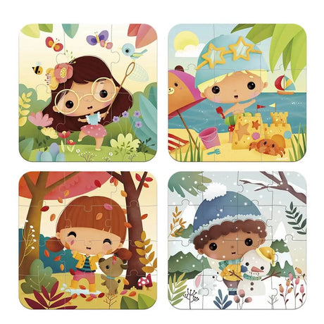 4 puzzles progressifs Saisons (6 à 16 pcs) - Casse-têtes by Janod