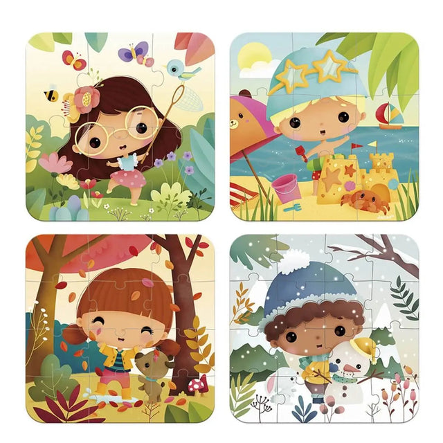 4 puzzles progressifs Saisons (6 à 16 pcs) - Casse-têtes by Janod