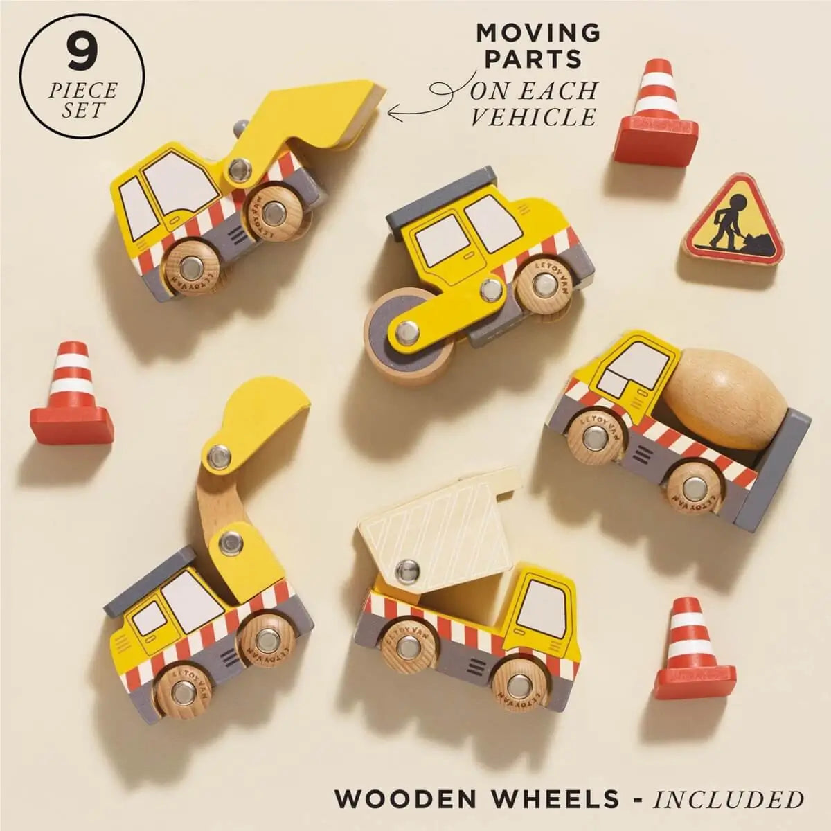 5 véhicules de chantier en bois - Véhicules de jeu by Le Toy Van
