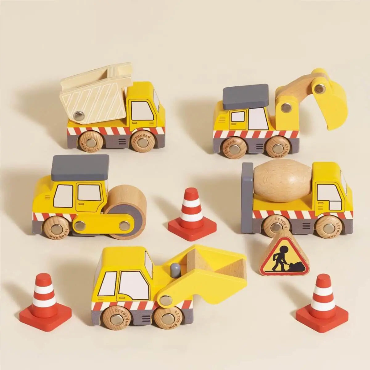 5 véhicules de chantier en bois - Véhicules de jeu by Le Toy Van