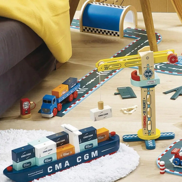 Ensemble Vilacity: Grue + Camion porte-conteneurs - Ensembles de jeu by Vilac