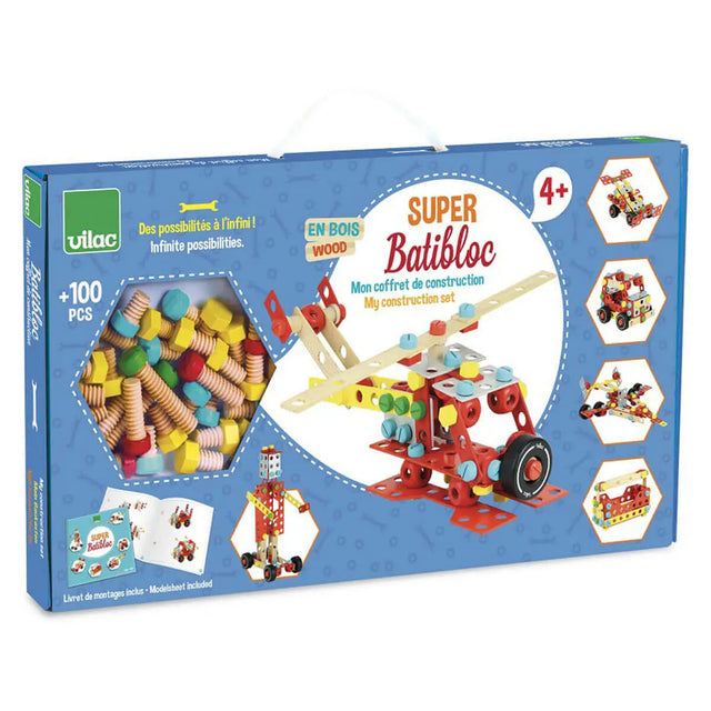 Coffret de construction Super Batibloc (100 pcs) - Jeux de construction by Vilac