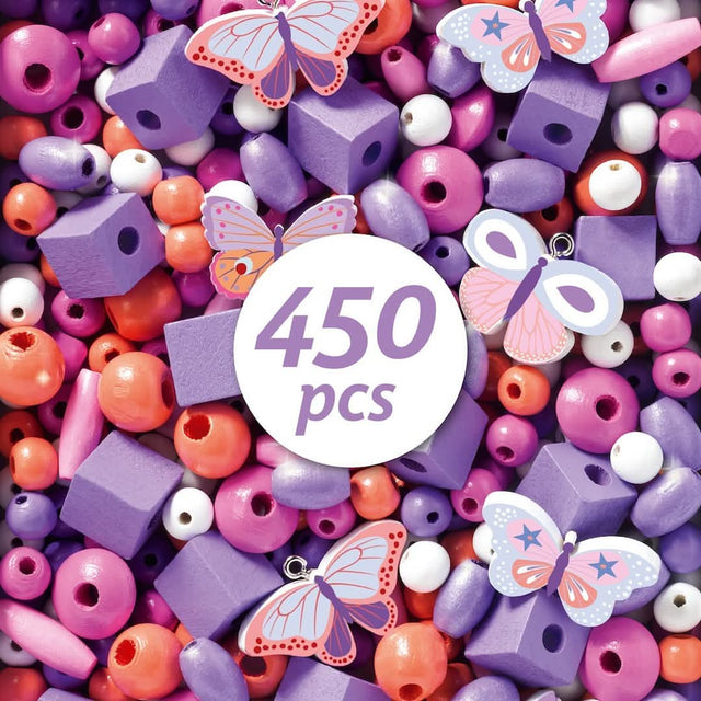 Création de bijoux: Perles en bois Papillons (450 pcs) - Jeux de motricité fine by Djeco