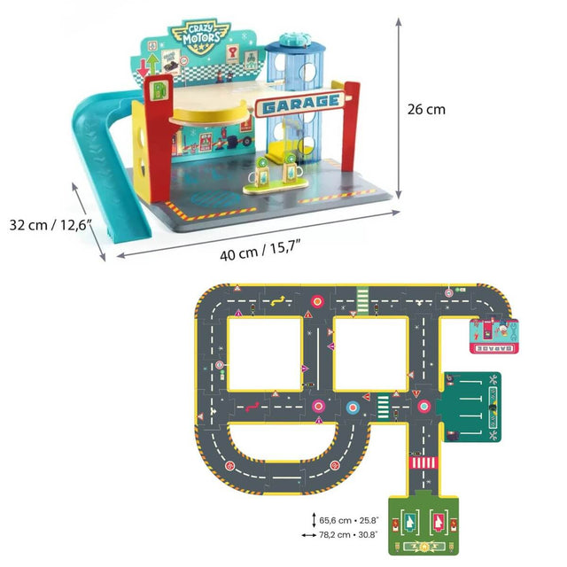 Ensemble Garage + puzzle circuit Crazy Motors - Ensembles de jeu by Djeco