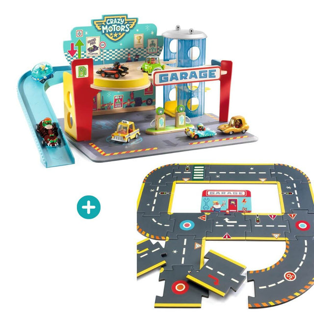 Ensemble Garage + puzzle circuit Crazy Motors - Ensembles de jeu by Djeco