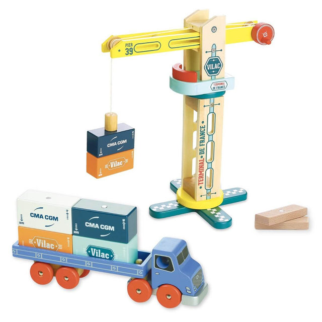 Ensemble Vilacity: Grue + Camion porte-conteneurs - Ensembles de jeu by Vilac