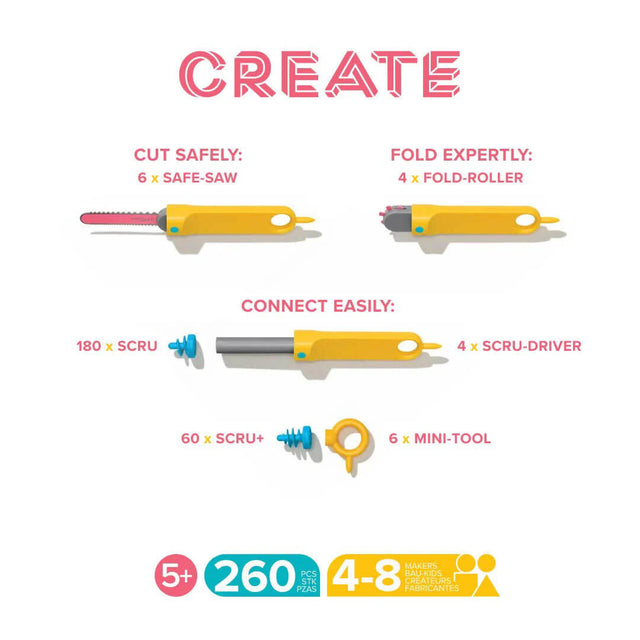 Kit de construction en carton Create (260 pcs) - Art & bricolage by Makedo