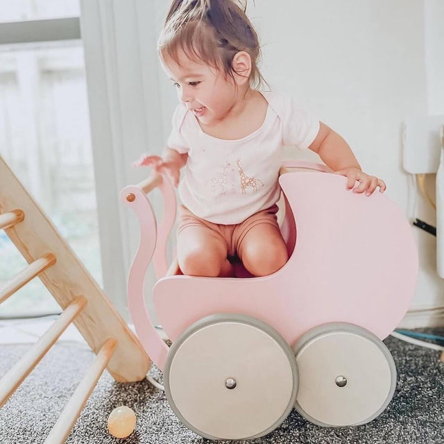 Landau de poupée et trotteur 2-en-1 - Rose - Trotteurs by Kinderfeets