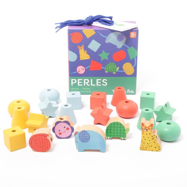 Perles en bois à lacer Toupitis - Jeux de motricité fine by Moulin Roty