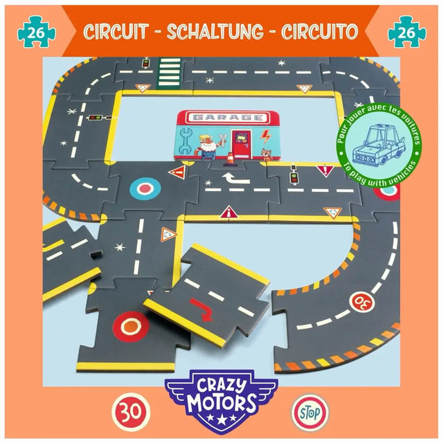 Puzzle circuit géant Crazy Motors (26 pcs) - Casse-têtes by Djeco