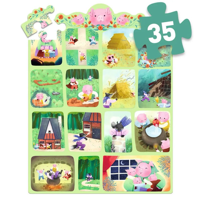 Puzzle histoire - 3 petits cochons (35 pcs) - Casse-têtes by Djeco