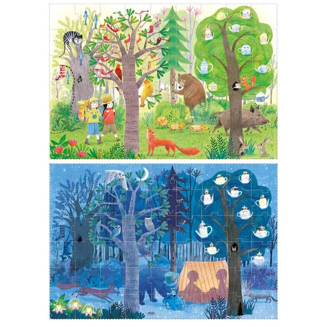 Puzzle réversible - Nuit & jour dans la forêt (54 pcs) - Casse-têtes by Londji