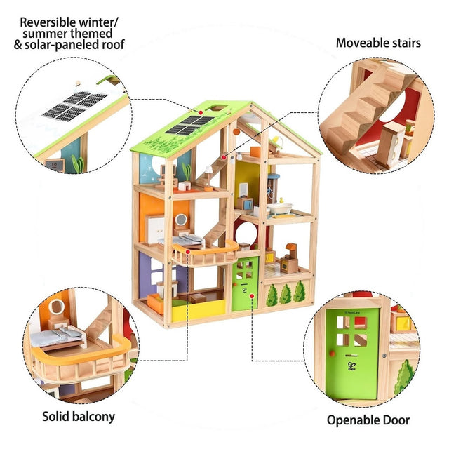 Maison de poupées 4 saisons meublée (36 pcs) - Maisons de poupée by Hape