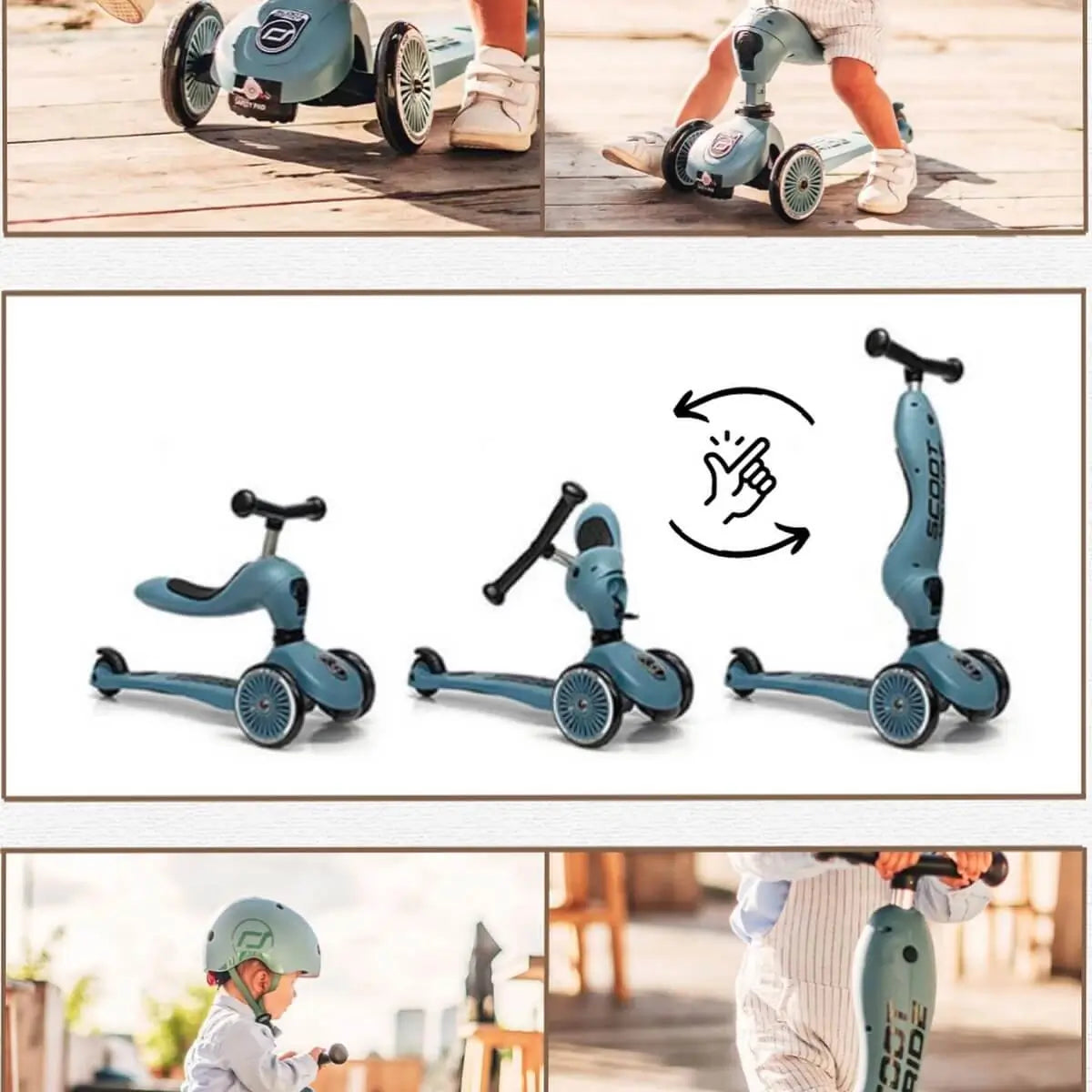 Trottinette 2-en-1 Highwaykick 1 - Bleu Acier - Jeux d'extérieur by Scoot & Ride