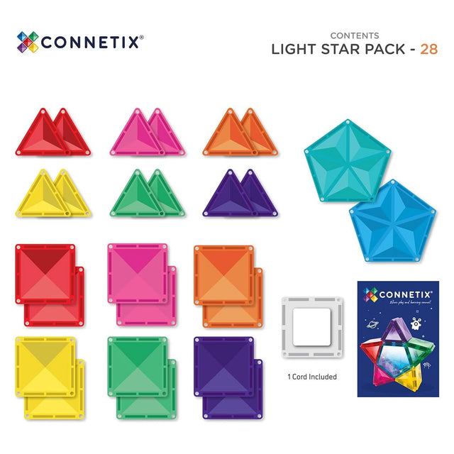 Tuiles magnétiques Étoile lumineuse (28 pcs) - Jeux de construction by Connetix