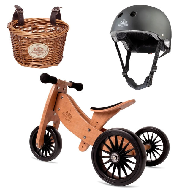 Vélo d'équilibre Tiny Tot Plus + casque & panier - Bambou - Jeux d'extérieur by Kinderfeets