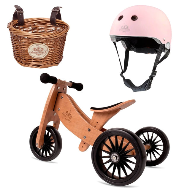 Vélo d'équilibre Tiny Tot Plus + casque & panier - Bambou - Jeux d'extérieur by Kinderfeets