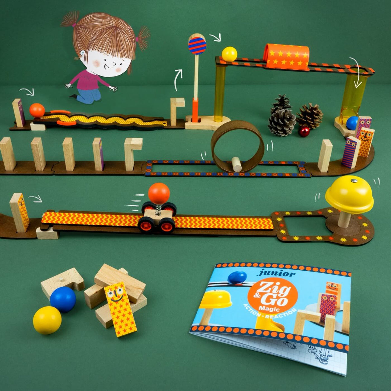 Circuit de billes en bois pour jeux de construction enfants, motricité