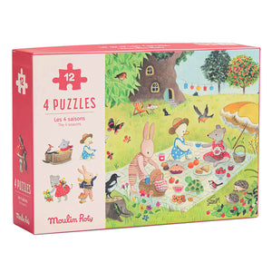 4 mini puzzles Les Saisons (4 x 12 pcs) - Casse-têtes by Moulin Roty