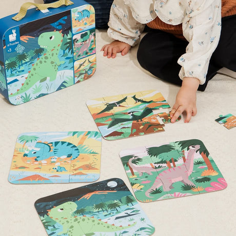 4 puzzles évolutifs - Dinosaures (6 à 16 pcs) - Casse-têtes by Janod