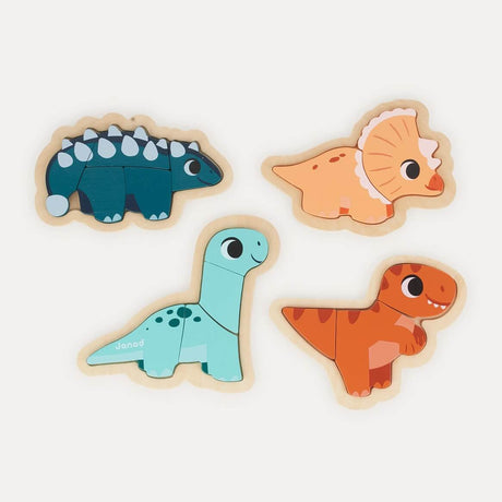 4 puzzles évolutifs en bois Dinos (2 à 5 pcs.) - Casse-têtes by Janod