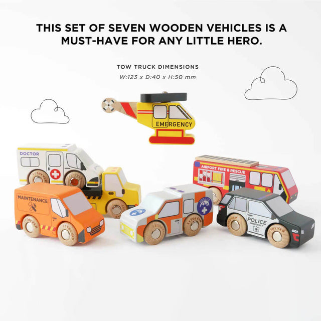 7 véhicules d'urgence en bois - Véhicules de jeu by Le Toy Van