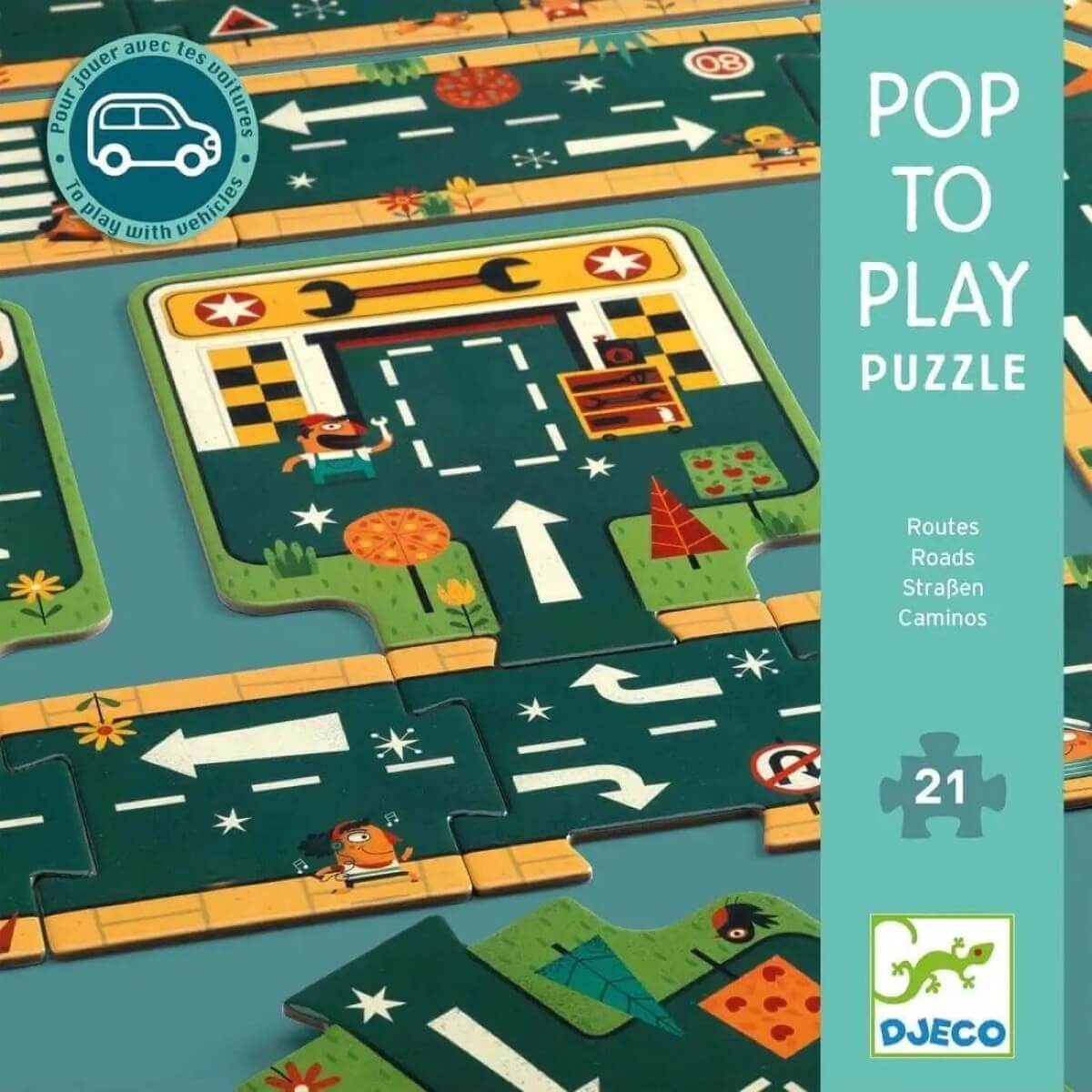 DJECO ゲーム Pop to Play Puzzle - Roads (21 pcs) – Comme des Pirates