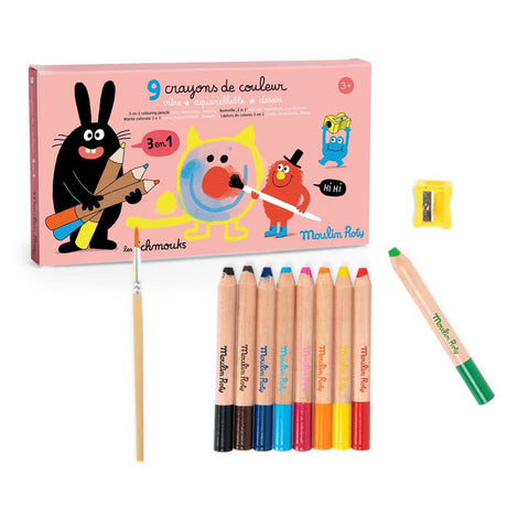 9 crayons de couleur 3-en-1 - Art & bricolage by Moulin Roty