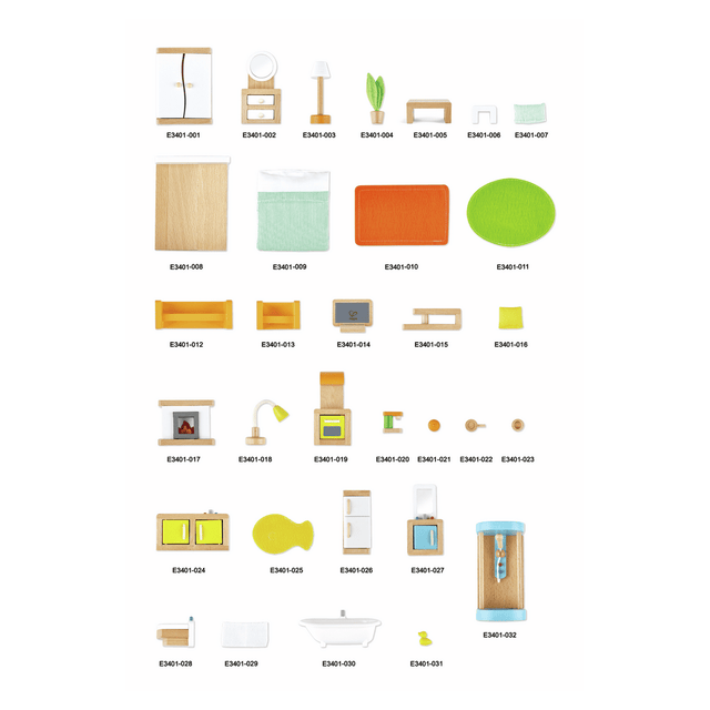 Maison de poupées 4 saisons meublée (36 pcs) - Maisons de poupée by Hape