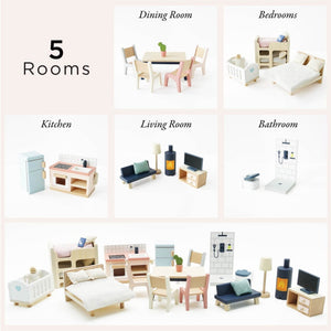 Mayberry Manor dollhouse bundle: furnished + family