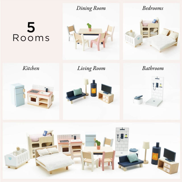 Mayberry Manor dollhouse bundle: furnished + family