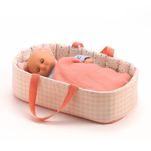 Trio Pomea rose - Sac à langer + Lit + Porte-bébé - Accessoires poupée by Djeco