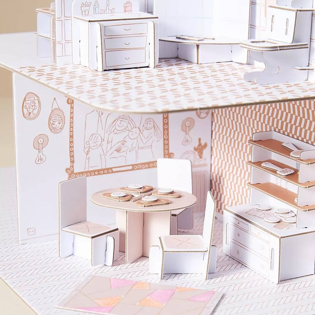 Bricolage DIY Colorie-assemble-joue - Maison de poupée 3D-Art & bricolage-Djeco-Comme des Pirates