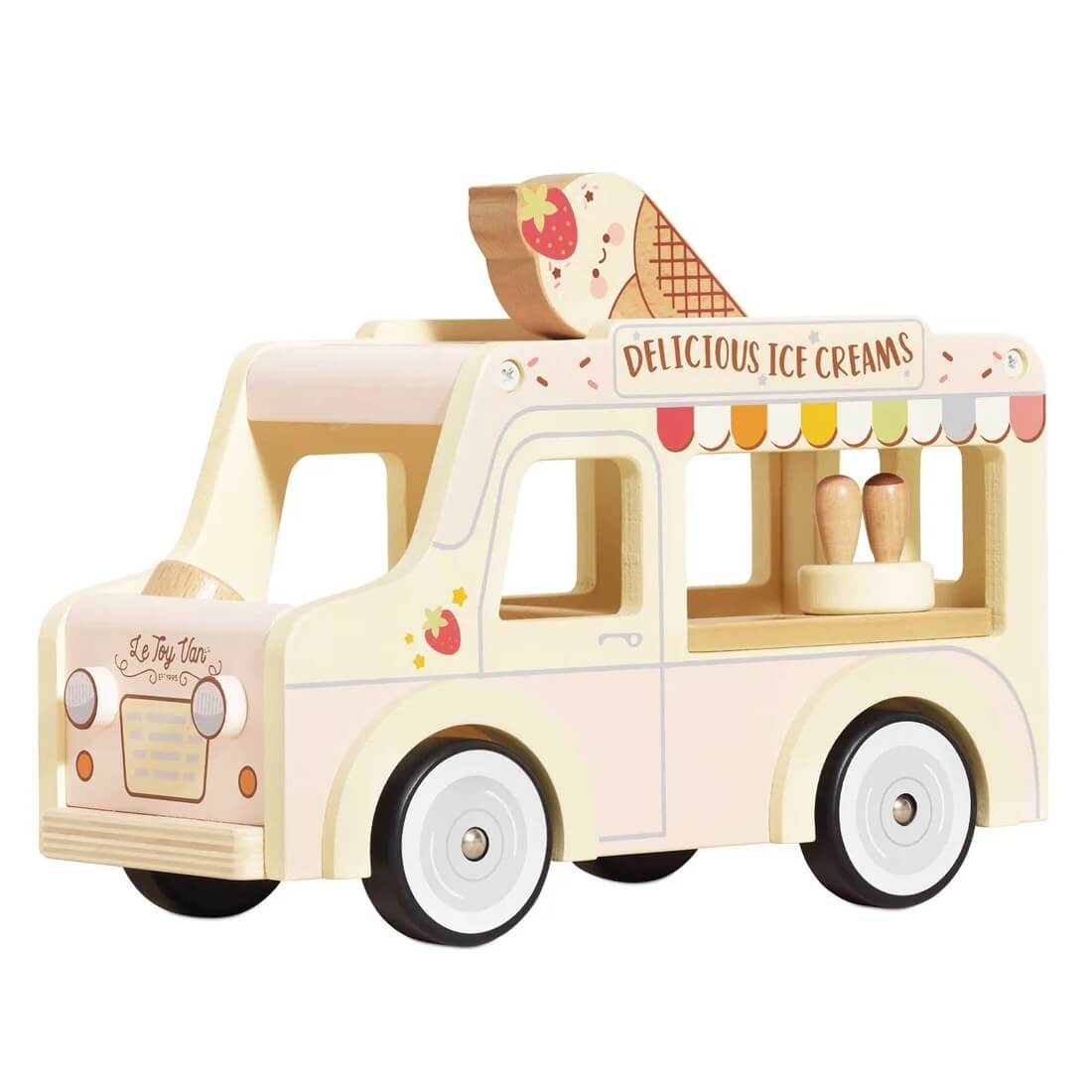 Camion De Crème Glacée Enfant – Chariot Musical, Plateau Tournant, Rangement, 3 Ans+