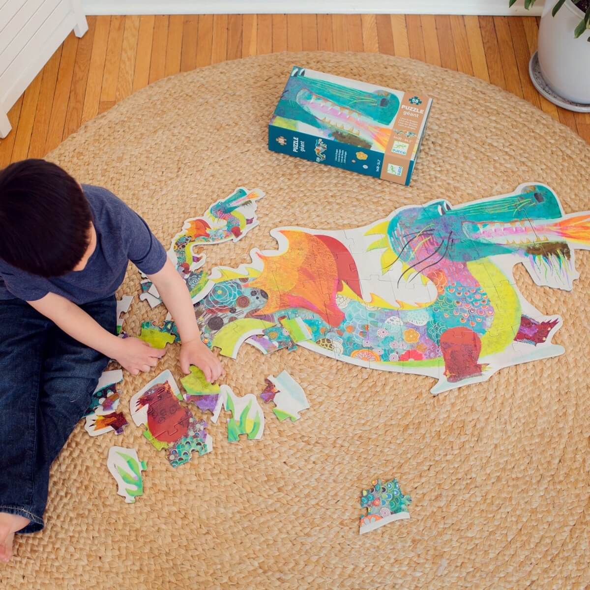 Casse-tête de plancher géant - Léon le dragon (58 pcs)-Djeco-Comme des Pirates