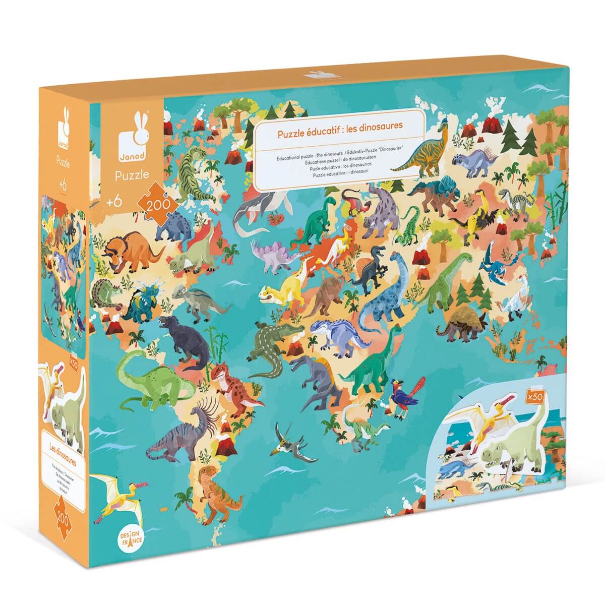 Casse-tête éducatif géant 3D - Dinosaures (200 pcs)-Janod-Comme des Pirates