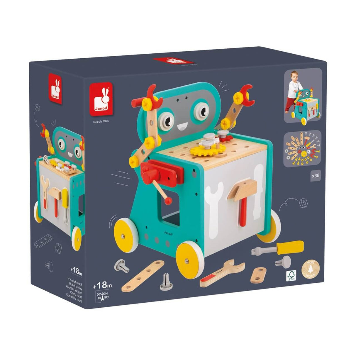 Chariot Robot Brico'Kids (38 pcs) - Jouets d'imitation by Janod