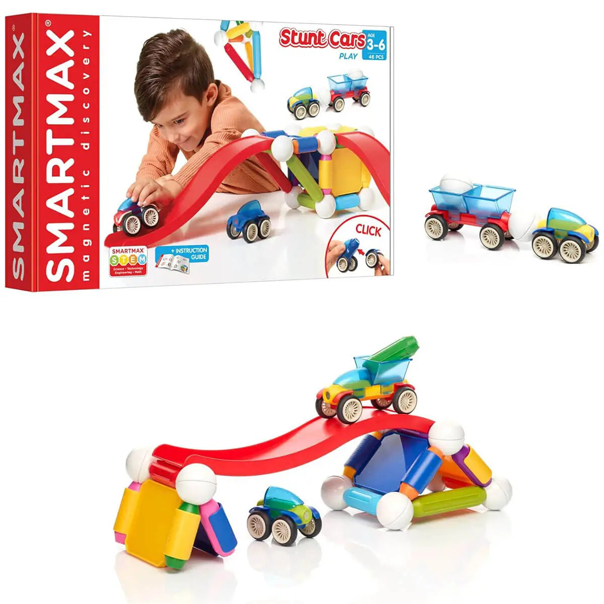 Circuit de voitures magnétique Basic Stunt (46 pcs) - Jeux de construction by SmartMax