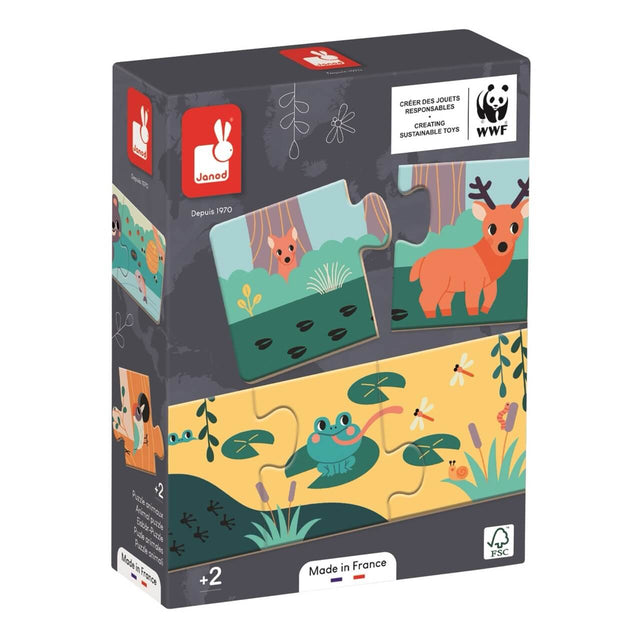 Coffret 10 casse-têtes - Empreintes d'animaux (10 x 3 pcs)-Casse-têtes-Janod-Comme des Pirates