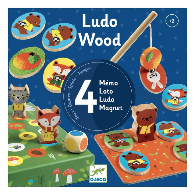 Coffret 4 jeux classiques Ludo Wood-Jeux de société-Djeco-Comme des Pirates