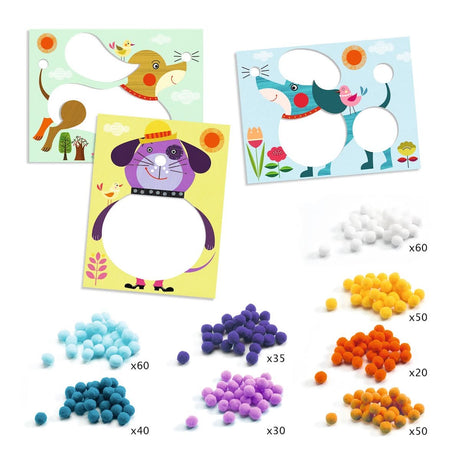 Collages pompons - Des chiens à caresser - Art & bricolage by Djeco