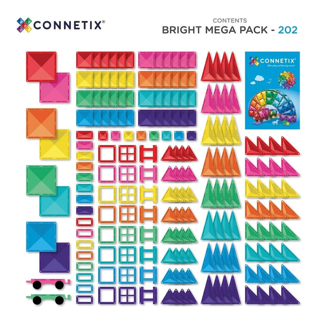Tuiles magnétiques Bright Mega Pack (202 pcs) - Jeux de construction by Connetix