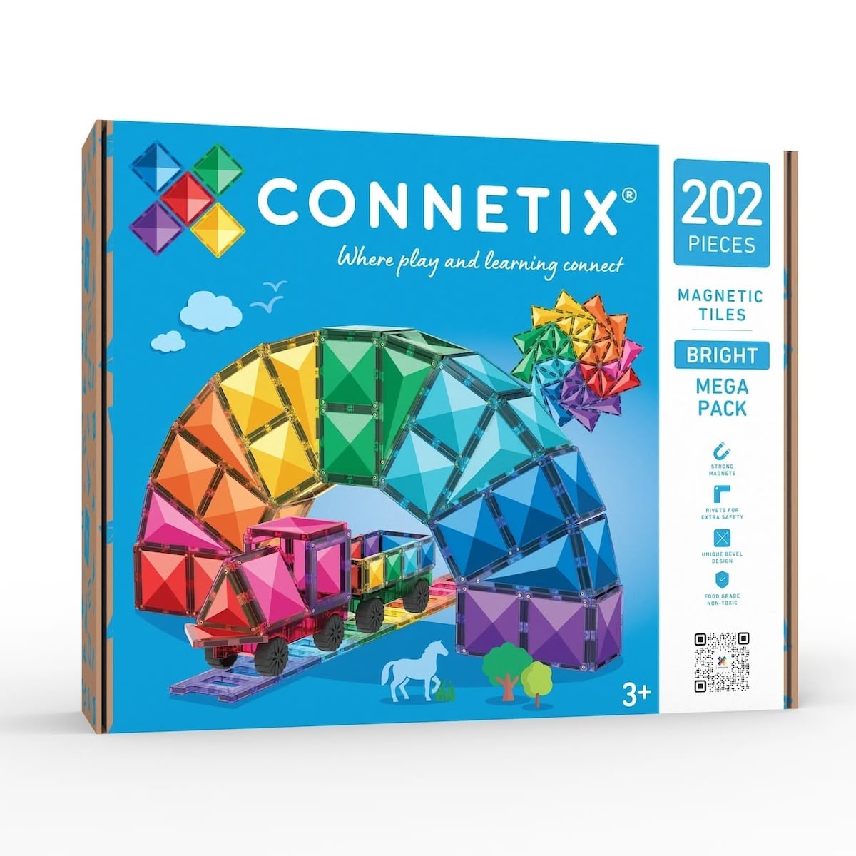 Tuiles magnétiques Bright Mega Pack (202 pcs) - Jeux de construction by Connetix