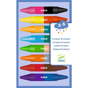 Crayons de cire double côtés (16 couleurs) - Art & bricolage by Djeco