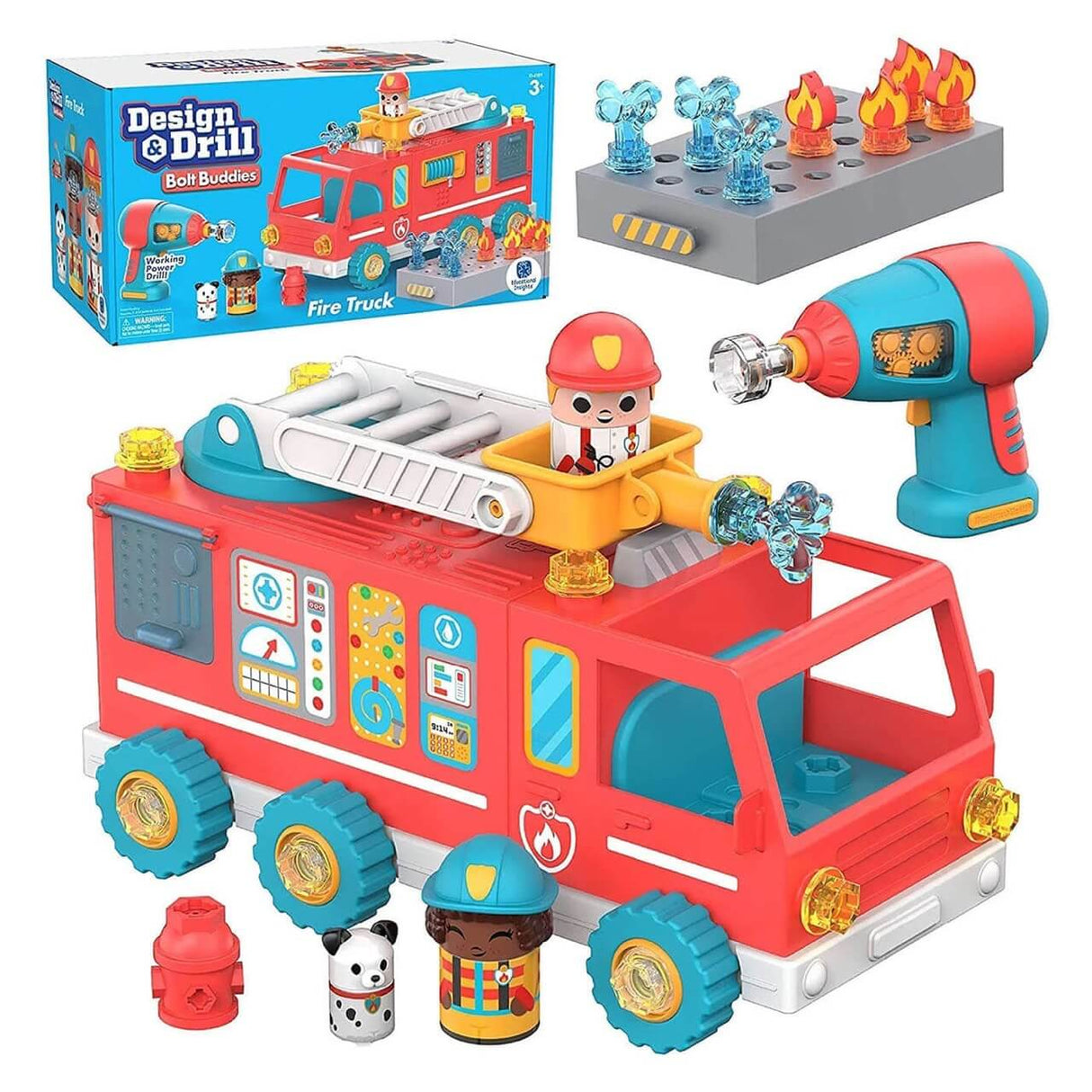 Design & Drill - Camion de pompiers Bolt Buddies-Jeux d'assemblage-Educational Insights-Comme des Pirates