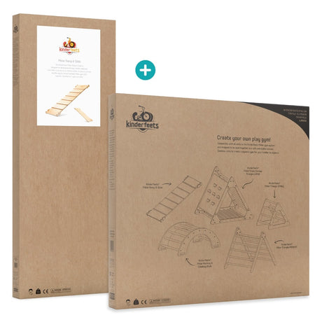 Duo Pikler Grimpe & Glisse: Grand Triangle d'escalade + rampe-glissoire - Jeu actif by Kinderfeets