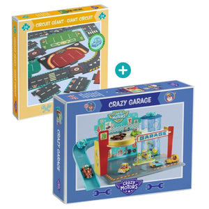 Ensemble Crazy Motors: Garage + Puzzle circuit géant - Ensembles de jeu by Djeco