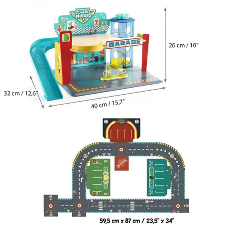 Ensemble Crazy Motors: Garage + Puzzle circuit géant - Ensembles de jeu by Djeco