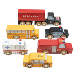 Ensemble de 6 véhicules de ville en bois-Le Toy Van-Comme des Pirates