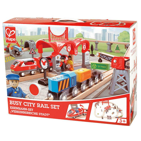 Ensemble de train urbain Busy City (51 pcs)-Hape-Comme des Pirates